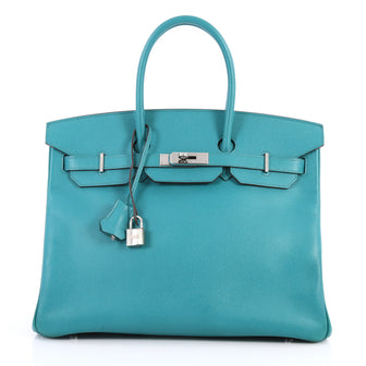Hermes Birkin Handbag Blue Epsom with Palladium Hardware 3063901