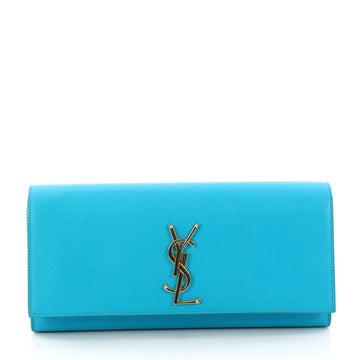 Saint Laurent Classic Monogram Clutch Leather Long Blue 3064001