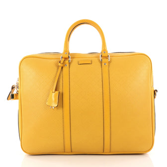 Gucci Bright Convertible Briefcase Diamante Leather Large Yellow 3064203