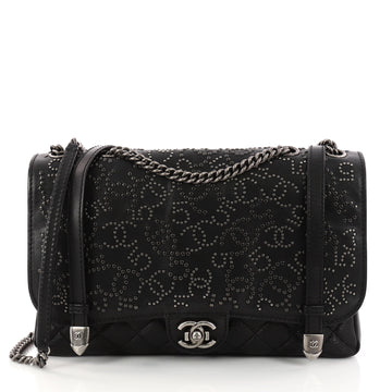 Paris-Dallas Flap Messenger Bag Quilted Studded Leather Medium