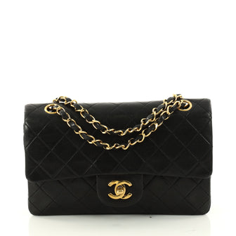 Chanel Vintage Classic Double Flap Bag Quilted Lambskin Small Black 3071002