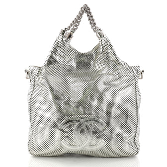 Chanel Rodeo Drive Hobo Perforated Leather Small Silver 3071501