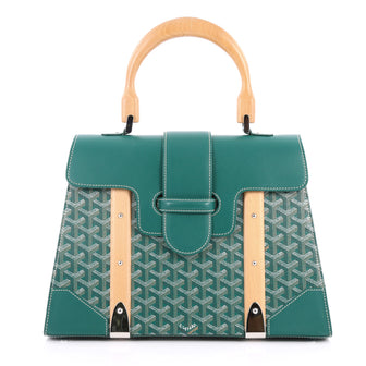 Goyard Saigon Top Handle Bag Coated Canvas with Leather MM Green 3071801