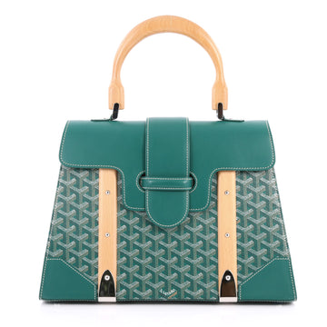 Goyard Saigon Top Handle Bag Coated Canvas with Leather MM Green 3071801