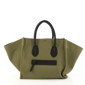 Celine Phantom Handbag Canvas Large Green 3072103