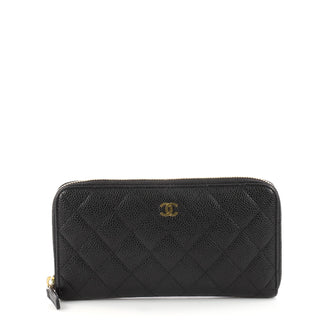 Chanel Zip Around Wallet Quilted Caviar Long Black 3072206