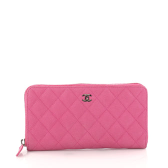 Chanel Zip Around Wallet Quilted Caviar Long Pink 3072208