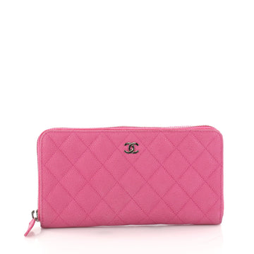 Chanel Zip Around Wallet Quilted Caviar Long Pink 3072208
