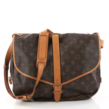 Louis Vuitton Saumur Handbag Monogram Canvas MM Brown 3072603