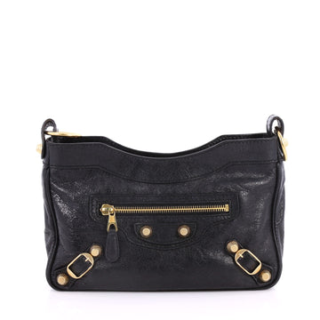 Balenciaga Hip Giant Studs Crossbody Bag Leather Black 3072701