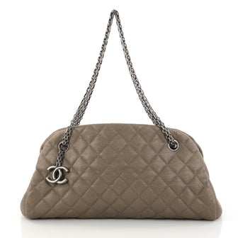 Chanel Just Mademoiselle Handbag Quilted Calfskin Medium Neutral 3072802