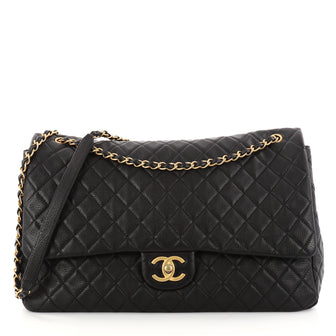 Chanel Airlines CC Flap Bag Quilted Calfskin XXL Black 3073304
