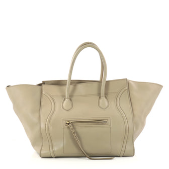 Celine Phantom Handbag Grainy Leather Medium Neutral 3074301