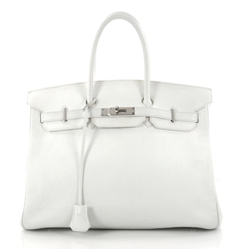 Hermes Birkin Handbag White Clemence with Palladium Hardware 35 White 3075901
