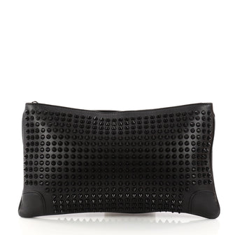 Christian Louboutin Loubiposh Clutch Spiked Leather Black 3078304