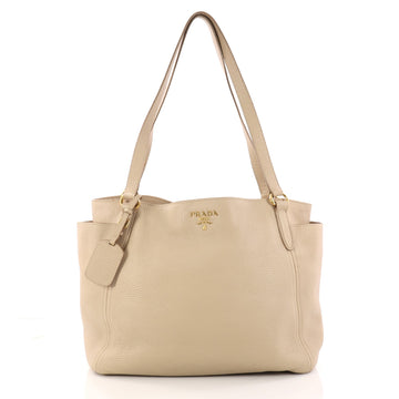 Prada Side Pocket Tote Vitello Daino Medium Neutral 3078704