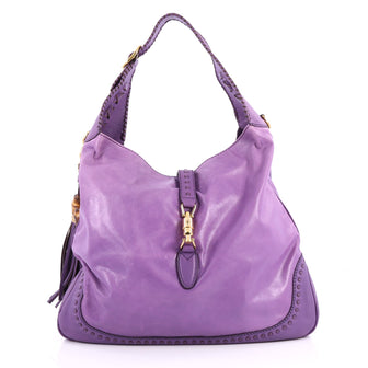 Gucci New Jackie Handbag Leather Large Purple 3079003