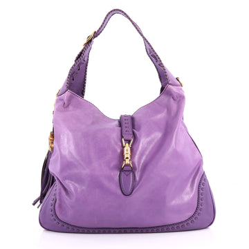 Gucci New Jackie Handbag Leather Large Purple 3079003