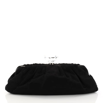 Chanel Diamond Kiss Clutch Satin Black 3079502