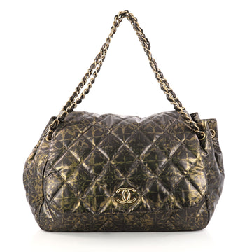 Chanel Accordion Flap Bag Quilted Printed Nylon Medium 3079602