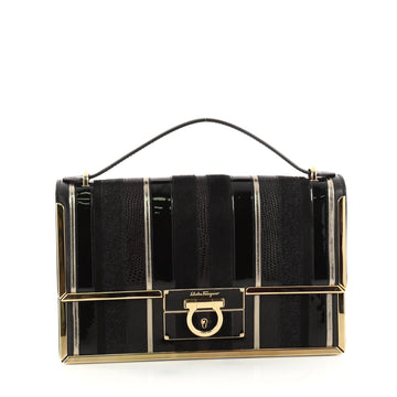 Salvatore Ferragamo Aileen Shoulder Bag Mixed Media Medium Black 3080503