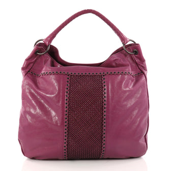 Bottega Veneta Hobo Leather with Grommet Detail Large Purple 3080704