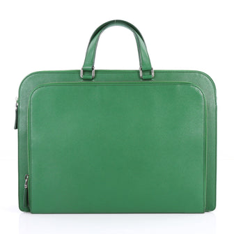 Prada Travel Briefcase Saffiano Leather Green 3080802