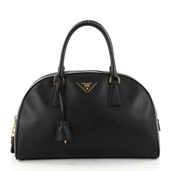 Prada Lux Bowler Bag Saffiano Leather Medium Black 3080804