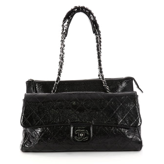 Chanel Ritz Flap Bag Quilted Patent Large Black 3081201
