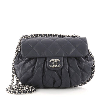 Chanel Chain Around Flap Bag Quilted Leather Medium Blue 3082201