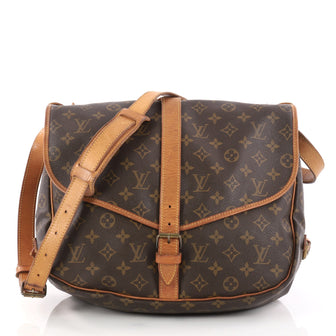Louis Vuitton Saumur Handbag Monogram Canvas MM Brown 3082401
