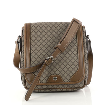 Gucci Snap Flap Messenger Bag Diamante Coated Canvas Medium Neutral 3082404