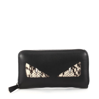 Fendi Monster Zip Around Wallet Leather and Python Long Black 3083703