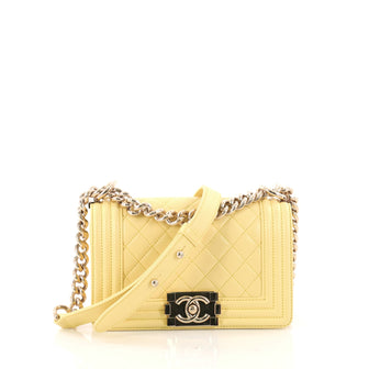 Chanel Boy Flap Bag Quilted Lambskin Small Yellow 3084001