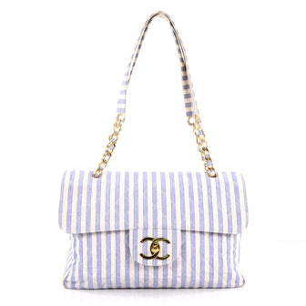 Chanel Vintage CC Flap Weekender Bag Quilted Fabric XL 3084101
