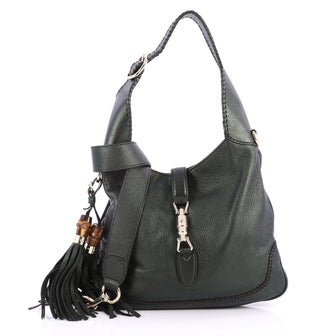 Gucci New Jackie Handbag Leather Medium Green 3085401