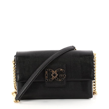 Millennials Shoulder Bag Embellished Lizard Embossed Leather Medium