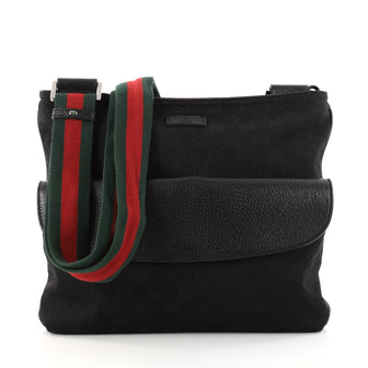 Gucci Front Pocket Web Messenger GG Canvas Small Black 3087002