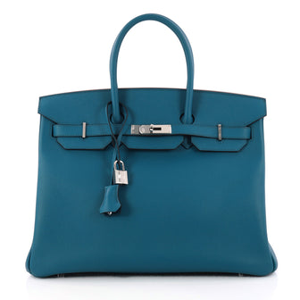 Hermes Birkin Handbag Blue Epsom with Palladium Hardware 3088501