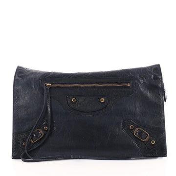Balenciaga Papier View Clutch Leather Blue 3088801