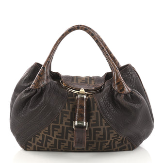 Fendi Tortoise Spy Bag Zucca Canvas and Leather Brown 3089702