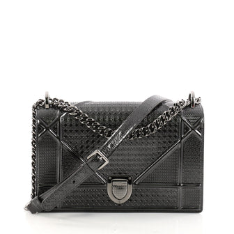 Christian Dior Diorama Flap Bag Cannage Embossed Calfskin Medium Gray 3090201
