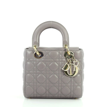 Christian Dior My Lady Dior Handbag Cannage Quilt Lambskin Gray 3090202