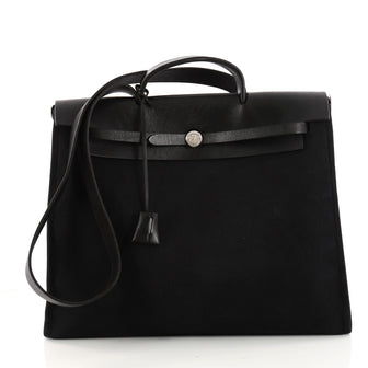  Hermes Herbag Toile and Leather PM Black 3090504