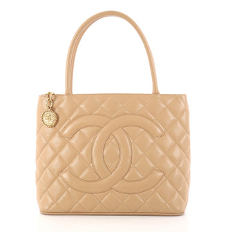Chanel Medallion Tote Quilted Caviar Neutral 3090901