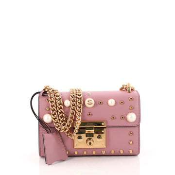 Gucci Pearly Padlock Shoulder Bag Studded Leather Small 3091101