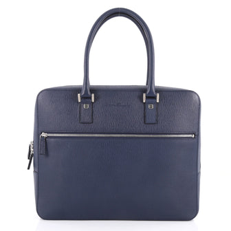 Salvatore Ferragamo Zip Around Briefcase Leather Medium Blue 3091701