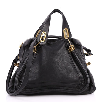 Chloe Paraty Top Handle Bag Leather Medium Black 3104401