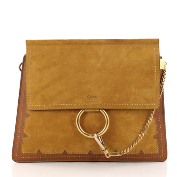 Chloe Faye Shoulder Bag Studded Suede Medium Brown 3107001