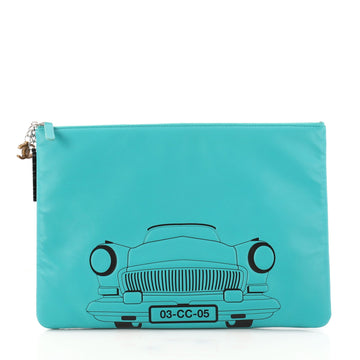 Chanel Cuba La Habana O Case Clutch Printed Embossed Lambskin Large Blue 3107903